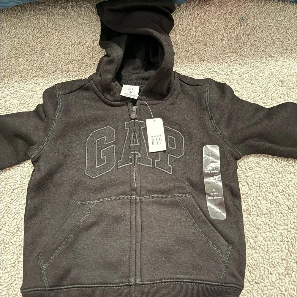 NWT Baby gap black full zip hoodie